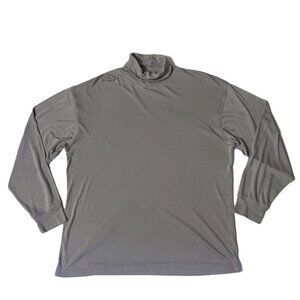 WinterSilks 100% Silk Shirt Men's XL Turtleneck Mock Neck Gray Pullover Top